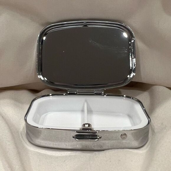 Rose Travel Pill Box 2 Compartment Decorative Medicine Pill Case Metal NEW - Picture 4 of 4